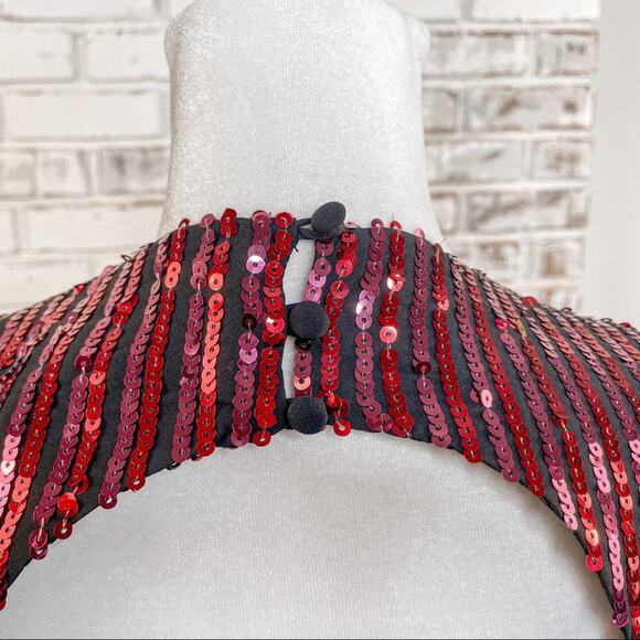 RIXO x Laura Jackson Daisy Velvet Trimmed Sequin Crepe Midi Maxi Dress S - Picture 13 of 14